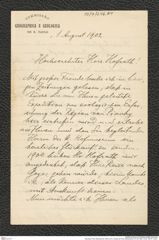 Nachlass Franz Steindachner, Brief von E. Hussak an Franz Steindachner (01.08.1902), Inv.Nr. 246.01, Seite 1